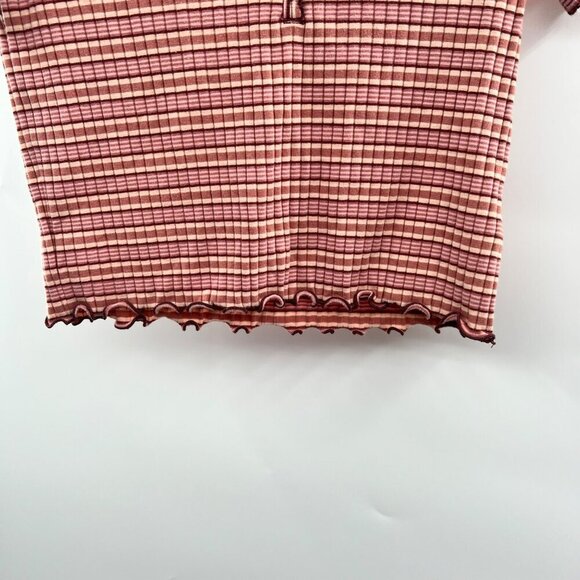 American Eagle Women's Striped Crop Top V-Neck Short Sleeve Multicolor Small - Picture 5 of 9